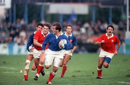 Philippe Saint-Andre in action for France against Canada on October 13, 1991