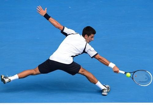 Serbia's Novak Djokovic on day five of the Australian Open tennis tournament in Melbourne on January 18, 2013