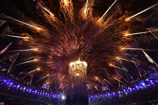 Fireworks at the opening ceremony of the London 2012 Paralympic Games at the Olympic Stadium, London on August 29, 2012