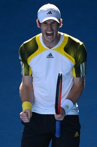 Britain&#039;s Andy Murray celebrates after defeating France&#039;s Jeremy Chardy at the Australian Open on January 23, 2013