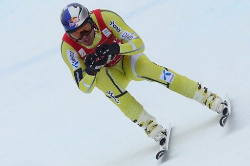 Norway&#039;s Aksel Lund Svindal competes during the men&#039;s World Cup Super-G in Kitzbuehel on January 25, 2013