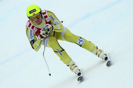Norway&#039;s Kjetil Jansrud competes during the men&#039;s World Cup Super-G in Kitzbuehel on January 25, 2013