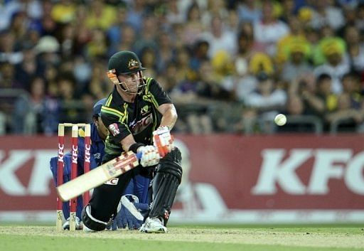 Australia&#039;s David Warner tries a switch hit during the Twenty20 International with Sri Lanka in Sydney, January 26, 2013