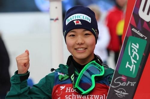 Sara Takanashi, pictured during the Women's Ski Jumping World Cup in Hinterzarten, southern Germany, on January 13, 2013