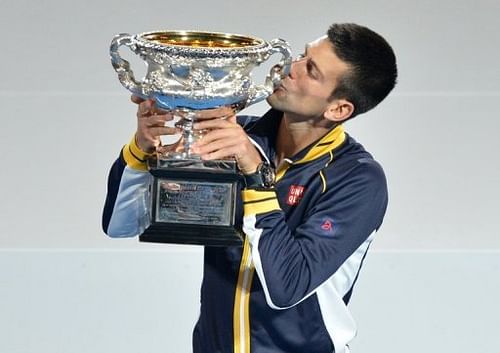 Serbia's Novak Djokovic wins the men's singles final of the Australian Open in Melbourne, January 27, 2013