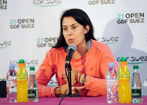 Marion Bartoli holds a press conference on January 28, 2013 at the Pierre de Coubertin stadium in Paris