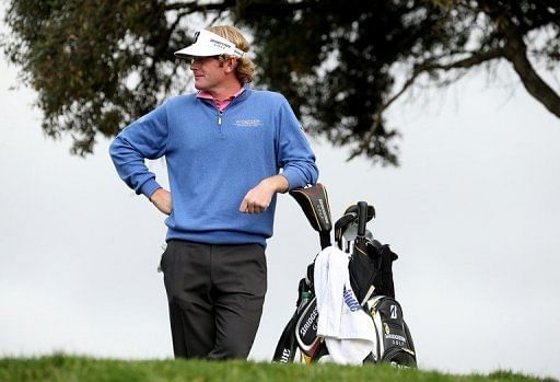 Brandt Snedeker waits to hit his tee shot on the third hole at the Farmers Insurance Open on January 27, 2013