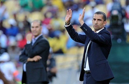 Ivory Coast coach Sabri Lamouchi on the sidelines of an Africa Cup of Nations match in Rustenburg on January 26, 2013