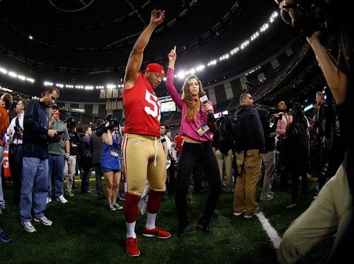 Clark Haggans of the 49ers and Katherine Webb of &#039;Inside Edition&#039; dance on January 29, 2013 in New Orleans