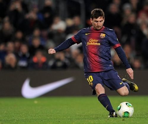 Barcelona forward Lionel Messi during their Copa del Rey match against Malaga in Barcelona on January 16, 2013