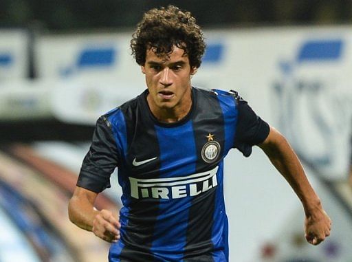Inter Milan&#039;s midfielder Philippe Coutinho pictured during a Europa League qualifier in Milan on August 9, 2012