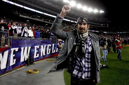 Michael Phelps at the 2013 AFC Championship game between the Patriots and the Ravens on January 20, 2013 in Foxboro