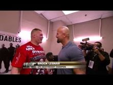 Video: Brock Lesnar and The Rock hug