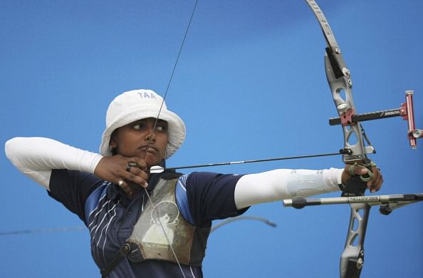 Deepika Kumari of India competes in the