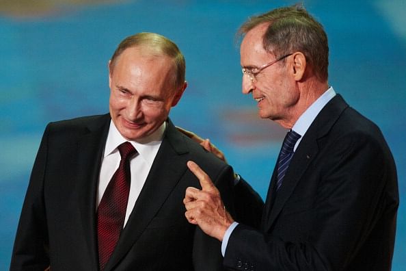 SOCHI, RUSSIA - FEBRUARY 07:   Russian president Vladimir Putin and IOC Member Jean-Claude Killy attend perfomance of Sochi 2014 - One Year To Go on Feb.7, 2013 in &#039;Bolshoi&#039; Ice Dome in Sochi, Russia. (Photo by Oleg Nikishin/Gett