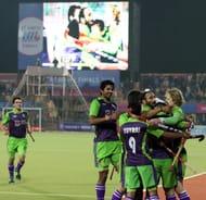 DWR team celebrating their third goal against JPW during the 2nd semi finals at Ranchi on 9th Feb 2013 - Copy