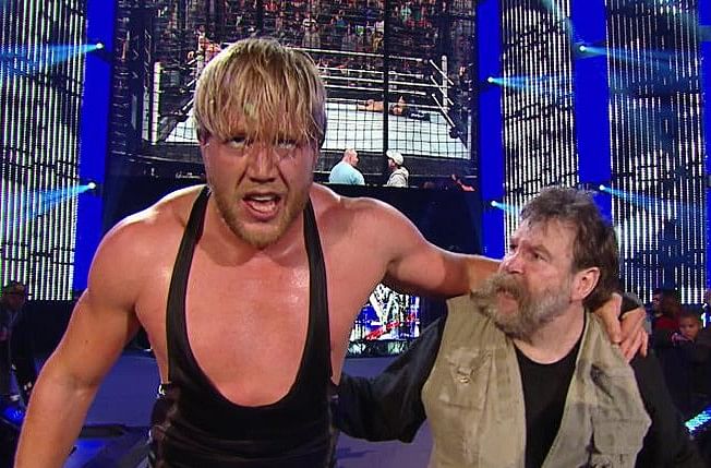 Jack Swagger with Zeb Coulter after winning a grueling Elimination Chamber match