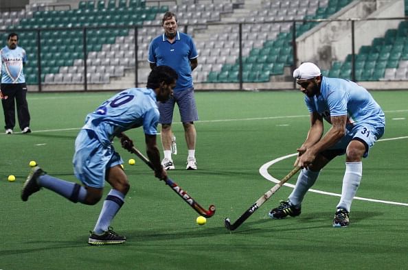 Indian Hockey Team Players During Practice Session