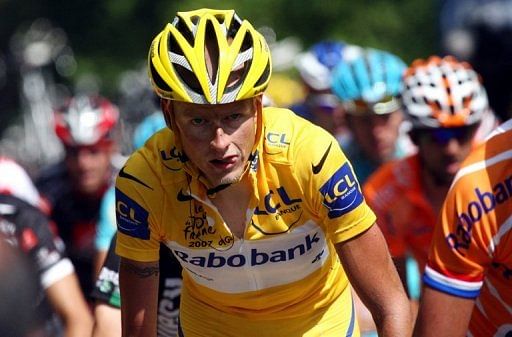 Denmark&#039;s Michael Rasmussen pictured riding on July 23, 2007 during the 94th Tour de France