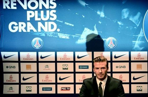 David Beckham gives a press conference at the Parc des Princes stadium in Paris, on January 31, 2013