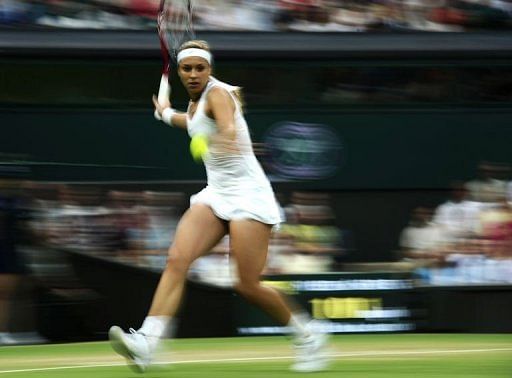 German player Sabine Lisicki, pictured in action in London on June 28, 2011
