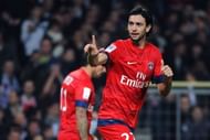 Paris' midfielder Javier Pastore celebrates after scoring a goal on February 1, 2013 in Toulouse