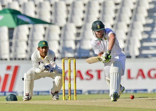 South Africa&#039;s AB de Villiers during the first test match against Pakistan at Wanderers Stadium, February 2, 2013