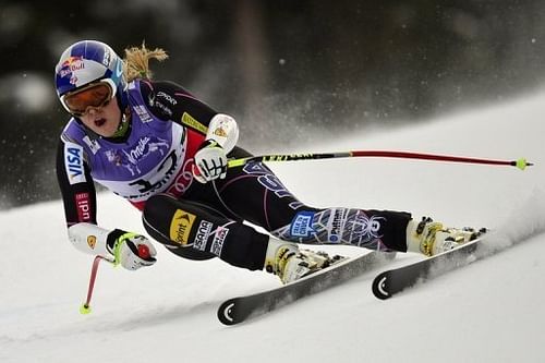 Lindsey Vonn races in the women's Super-G event at the World Championships in Schladming, Austria on February 5, 2013