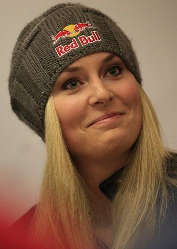 Lindsey Vonn at a press conference with the US Ski Team in Schladming on February 3, 2013 before the World Championships