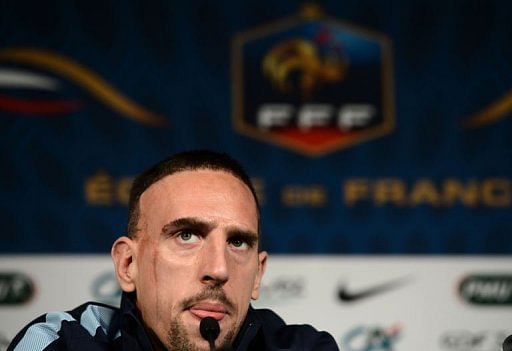 France&#039;s forward Franck Ribery speaks during a press conference on February 5, 2013