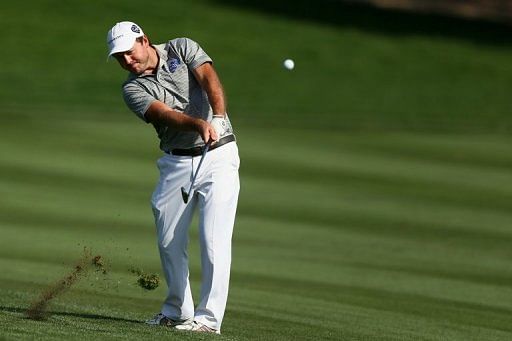 Richard Sterne of South Africa plays a shot during the Omega Dubai Desert Classic in Dubai, on February 3, 2013