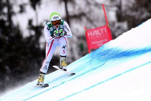 Anna Fenninger competes during a Ski World Championships women&#039;s downhill training event in Austria on February 7, 2013