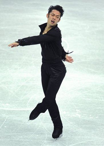 Daisuke Takahashi performs during the ISU Grand Prix of Figure Skating in Sochi on December 8, 2012