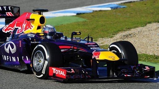 Red Bull driver Sebastian Vettel during the third day of F1 testing in Jerez de la Frontera, Spain, on February 7, 2013