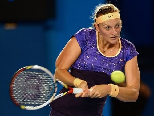 Czech player Petra Kvitova hits a return during a match at the Australian Open in Melbourne on January 17, 2013