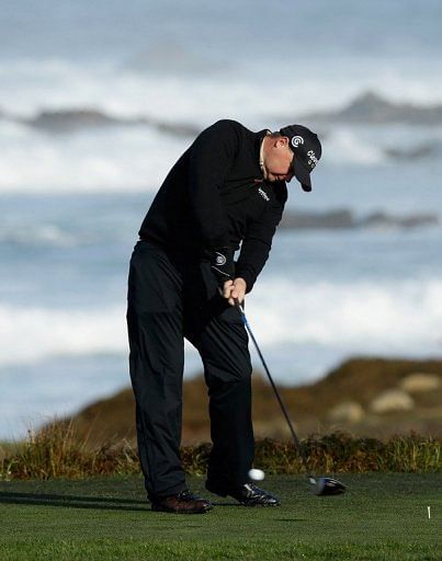 Ted Potter tees off on the 13th hole during the second round of the AT&amp;T Pebble Beach National Pro-Am on February 8, 2013