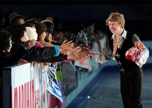Four Continents figure skating champion Canada&#039;s Kevin Reynolds in Osaka, Japan on February 9, 2013