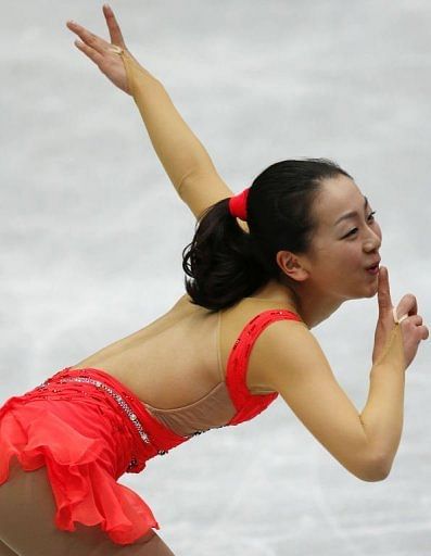 Japan&#039;s Mao Asada performs her short program in Osaka on February 9, 2013