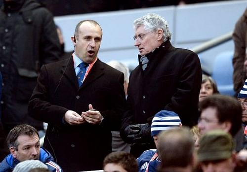 France head coach Philippe Saint Andre (L) pictured before the Six Nations match against Wales on February 9, 2013