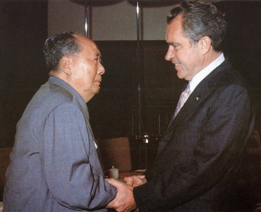 Mao Zedong (left) greets Richard Nixon during his historic visit to China in 1972