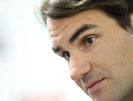 Roger Federer gives a press conference on February 11, 2013 in Rotterdam