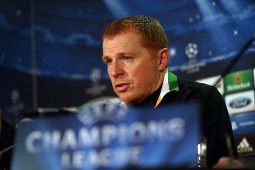 Celtic manager Neil Lennon gives a press conference, on February 11, 2013, ahead of the clash with Juventus