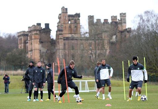 Celtic train on February 11, 2013, ahead of their UEFA Champions League last-16 match home to Juventus