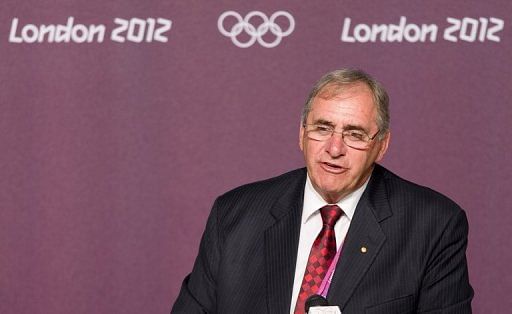 John Fahey, President of the World Anti-Doping Agency, speaks during a London Olympics press conference on July 25, 2012