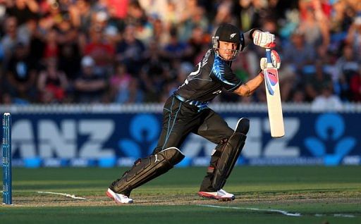 New Zealand&#039;s Brendon McCullum hits a shot against England during the  Twenty20 match in Hamilton on Febuary 12, 2013