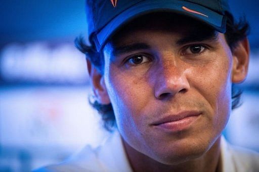 Rafael Nadal gives a press conference at the Brazil Open in Sao Paulo, Brazil, on February 12, 2012