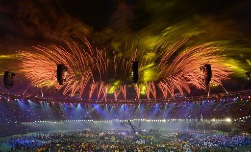 Fireworks light up the sky during the closing ceremony of the London Paralympic Games, on September 9, 2012