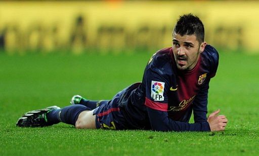 Barcelona&#039;s David Villa during a Spanish league match against Atletico Madrid at the Camp Nou on December 16, 2012