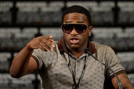Boxer Adrien Broner addresses the media at the MGM Grand Garden Arena on May 5, 2012 in Las Vegas