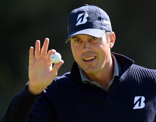 Matt Kuchar putts on the 13th to finish seven-under at the first round of the Northern Trust Open, on February 14, 2013